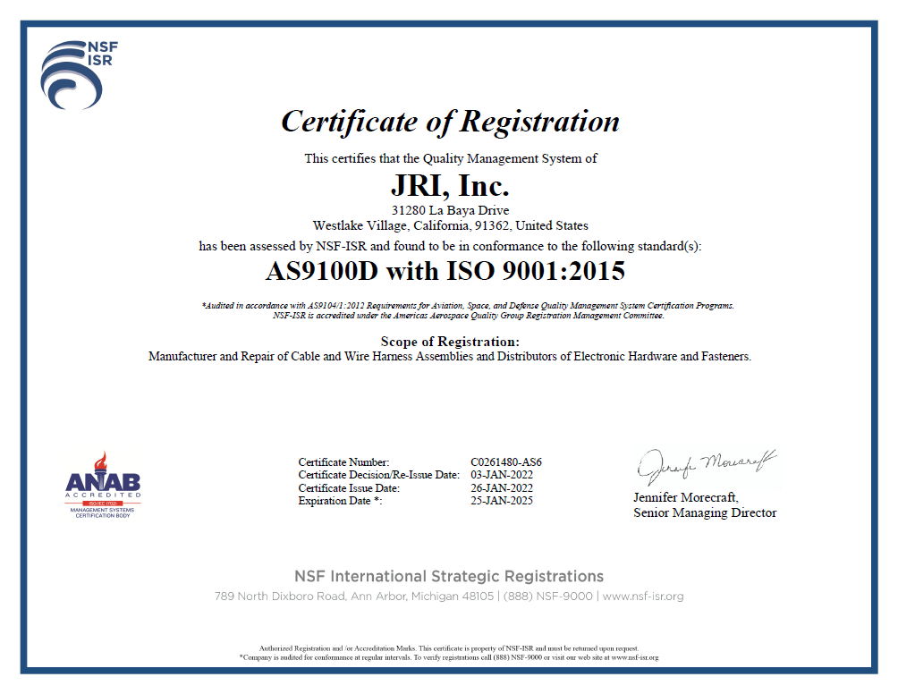 JRI AS/ISO Certificate